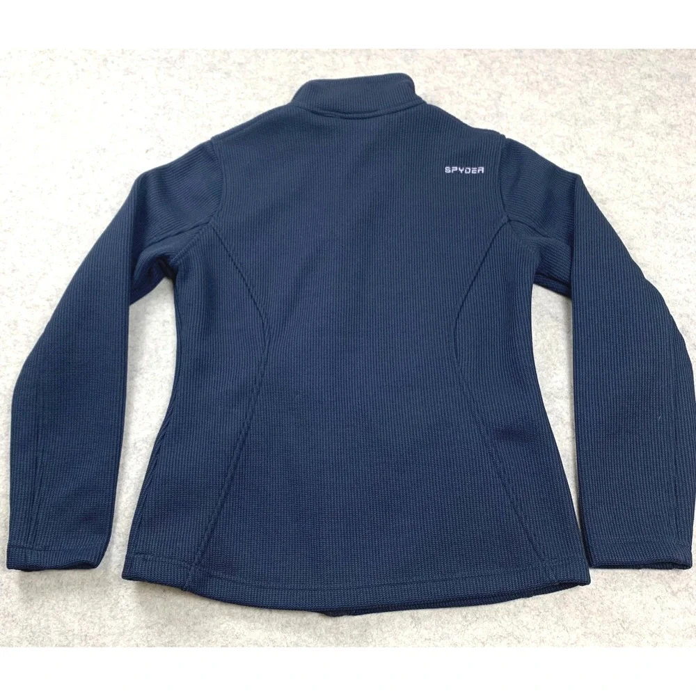 Spyder Full Zip Fleece Jacket Womens Medium Navy Blue Waffle Knit 162008